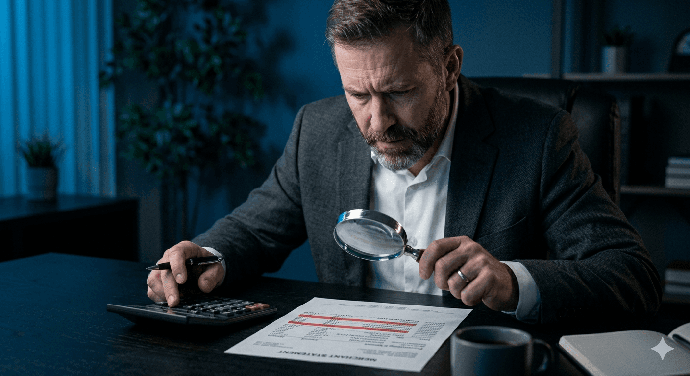 Two price tags side by side showing the cost difference between flat-rate and interchange-plus pricing